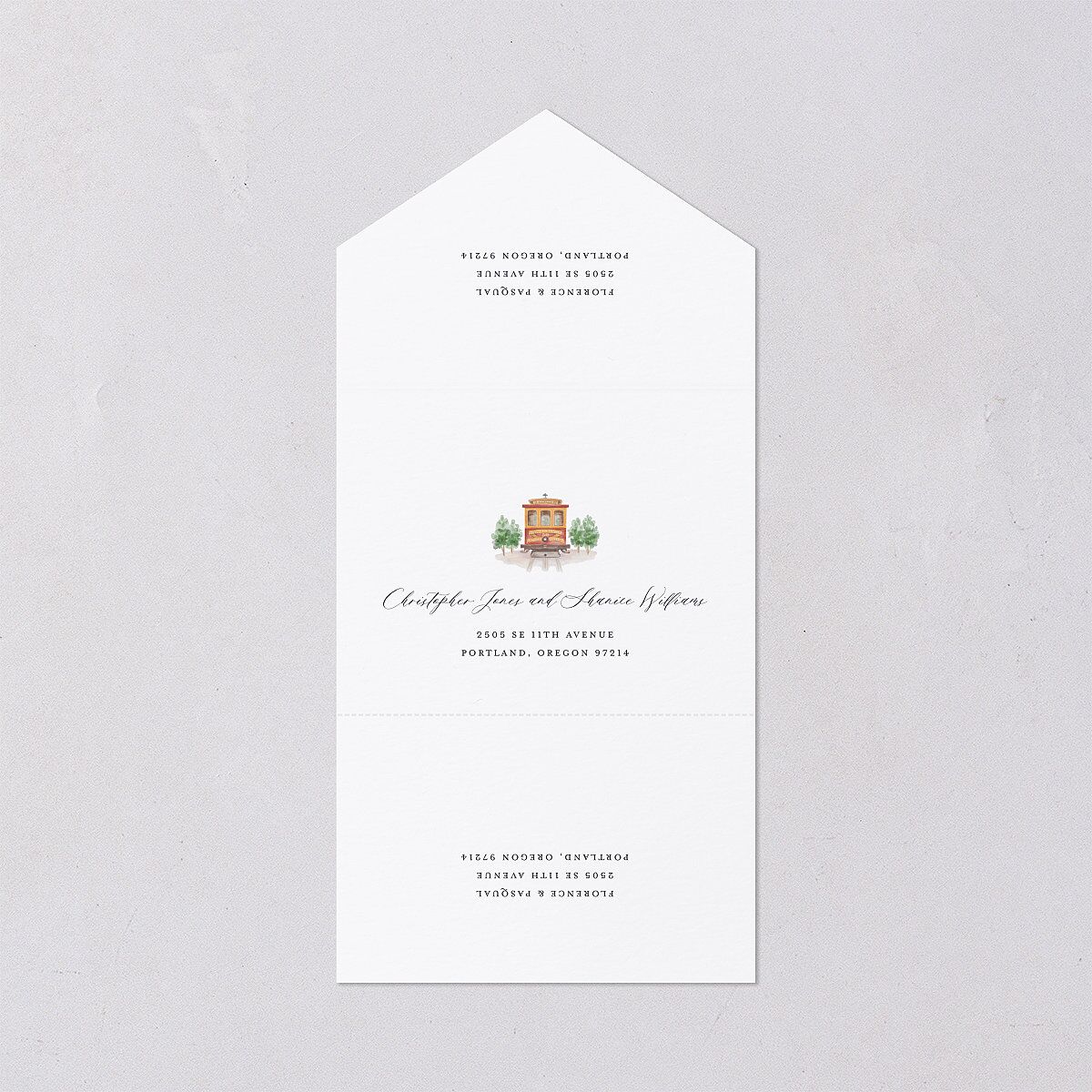 Scenic San Francisco All-in-One Wedding Invitations Pale Blue Signature Light Both Recipient and Return Addresses No