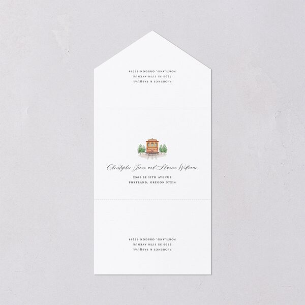 Scenic San Francisco All-in-One Wedding Invitations Pale Blue Signature Light Both Recipient and Return Addresses No