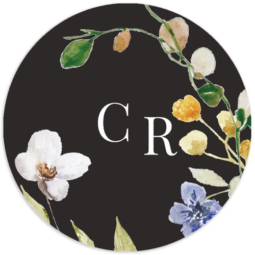 Delicate Wildflower Wedding Stickers Licorice Circle