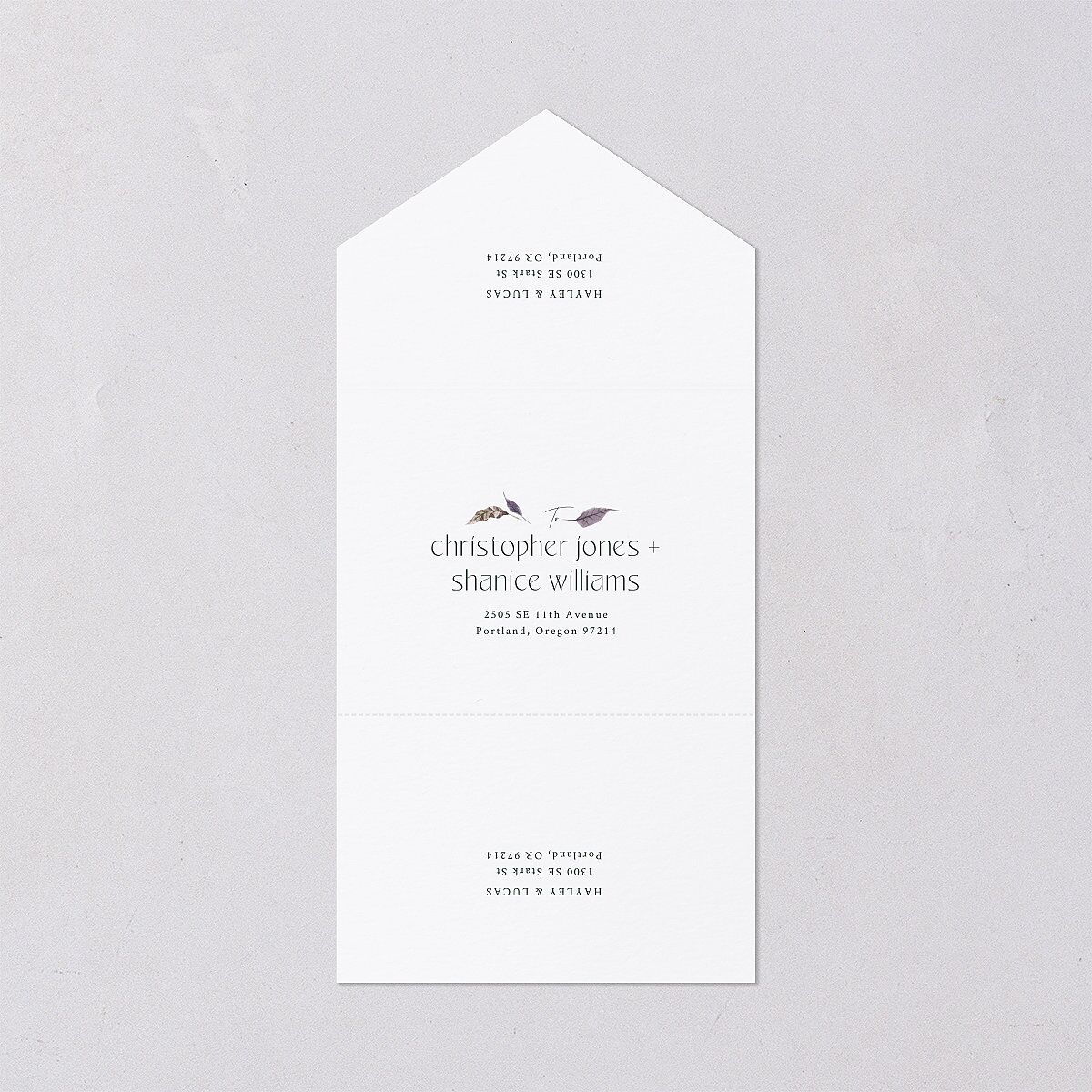 Crystal Forest All-in-One Wedding Invitations Hunter Green Signature Light Both Recipient and Return Addresses No