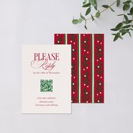 Elegant Vintage Christmas QR Code RSVP Cards Jewel Red Signature Standard