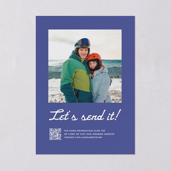 Vintage Retro Ski Poster Wedding Invitations Pure White Signature Blank No Standard
