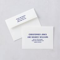Retro Photo Postcard Inspired Save The Date Card Envelopes White Sapphire Both Recipient and Return Addresses Signature Standard