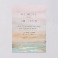 Ethereal Sunset Wedding Invitations Gold Peach Fuzz Signature Blank No