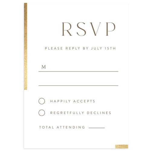 Bar Accent Wedding Response Cards Gold Sepia Signature Standard
