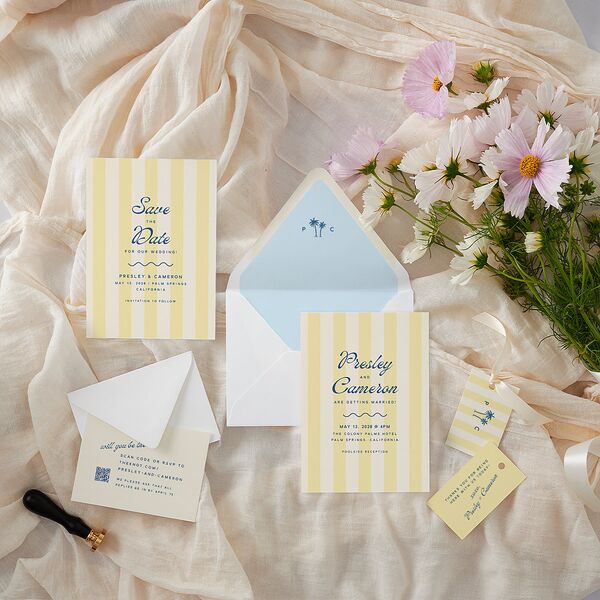 Cabana Stripes Euro Envelope Liners Lemon Luxe