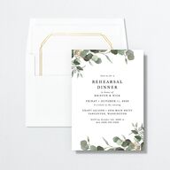 Eucalyptus Frame Rehearsal Dinner Invitations Pure White Signature Standard