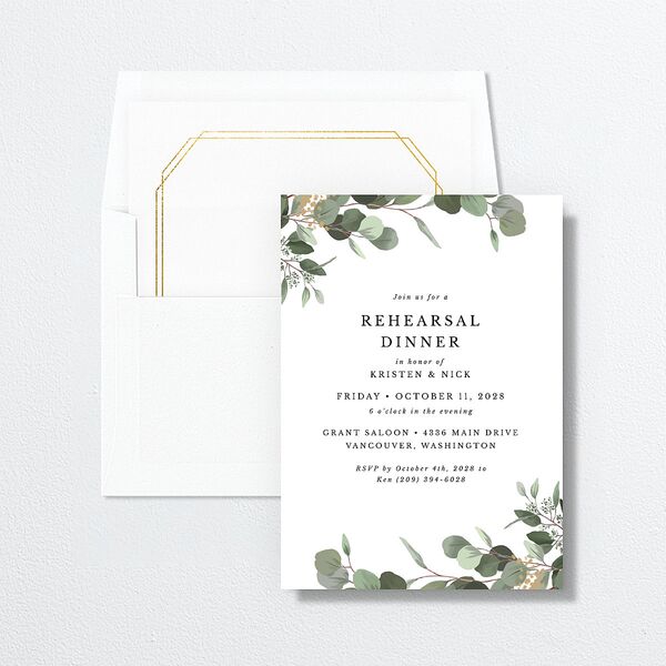 Eucalyptus Frame Rehearsal Dinner Invitations Pure White Signature Standard