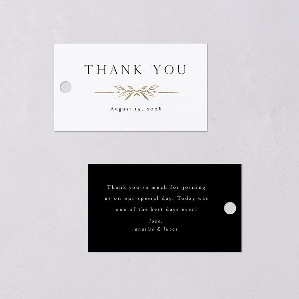 Monogram Leaves Favor Gift Tags Gold Charcoal Signature