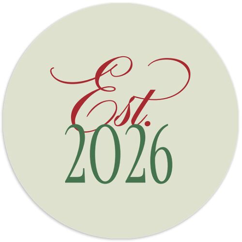 Married Christmas Calligraphy Holiday Stickers Hunter Green Circle