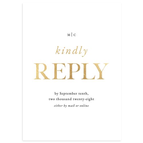 Classically Stated Wedding Response Cards Pure White Gold Signature Standard