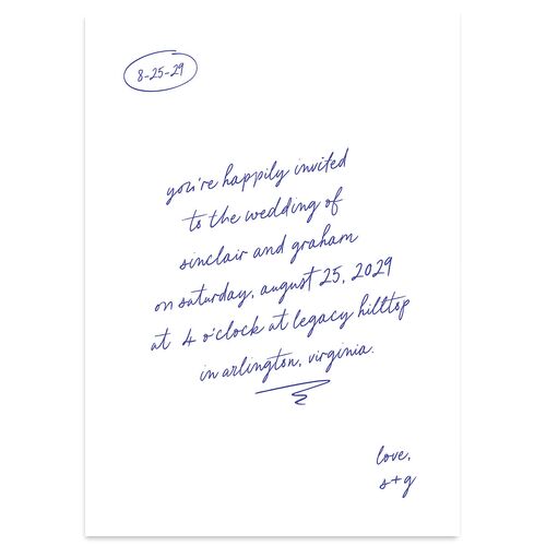 Sunny Day Modern Script Wedding Invitations Jewel Blue Signature Blank No Standard