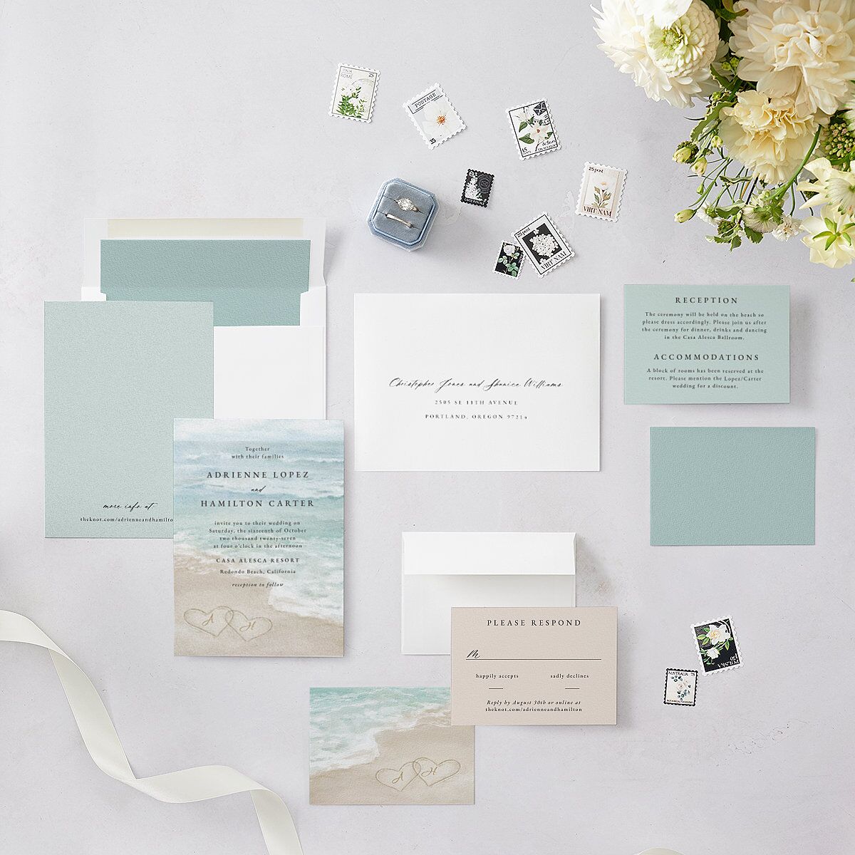 Beach Monogram Wedding Invitations — view 5