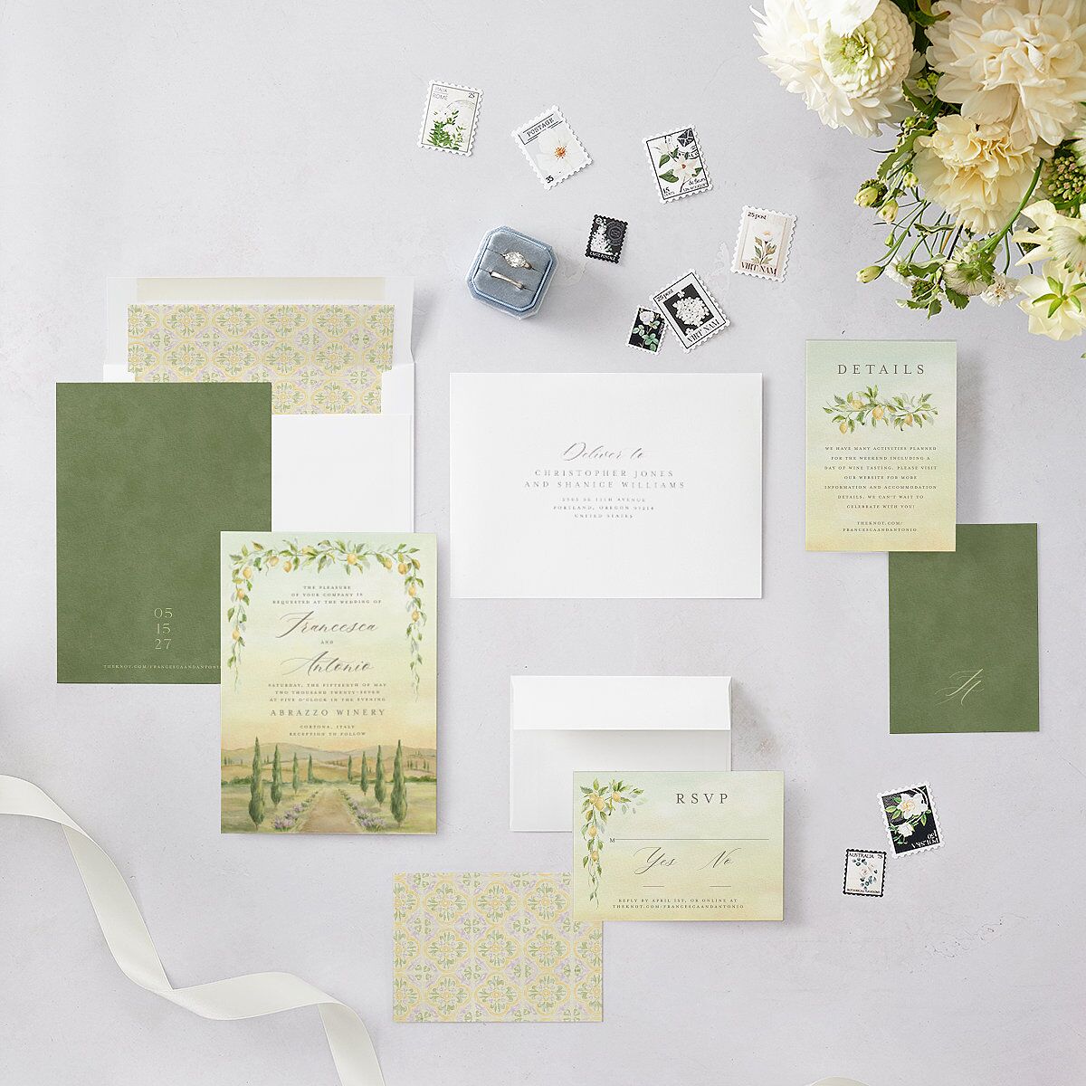 Elegant Italy Wedding Invitations Thyme Signature Blank No Standard
