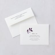 Leafy Frame Save The Date Cards Plum Signature smooth Blank No Standard