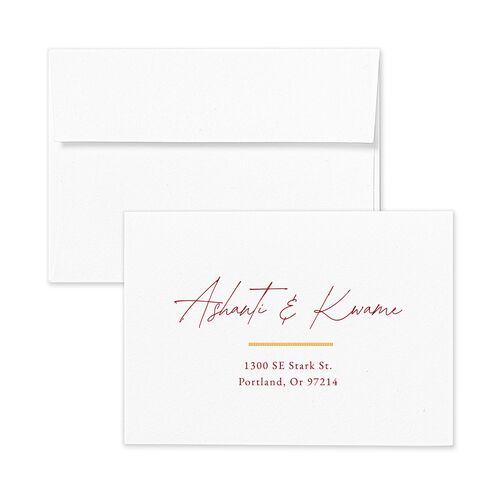 Ankara Print Response Card Envelopes White Garnet Return Address Signature Standard