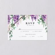 Romantic Wisteria All-in-One Wedding Invitations Purple Petal Signature Light Both Recipient and Return Addresses No