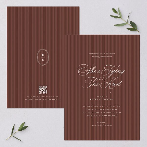 Vintage Oval Monogram Bridal Shower Invitations Merlot Signature Blank Standard