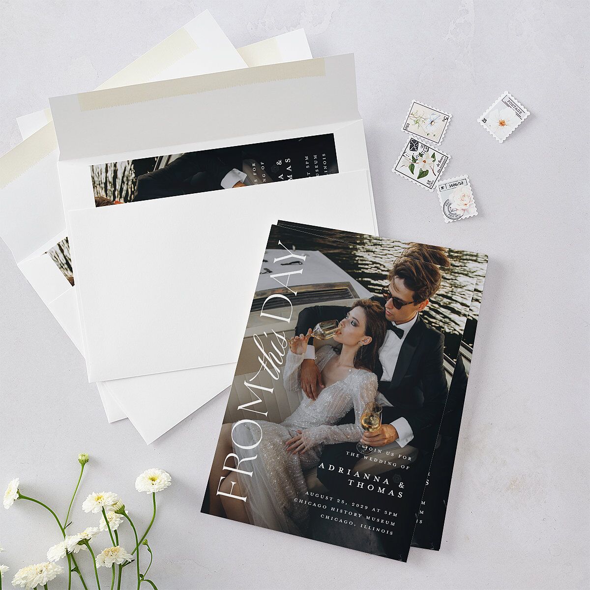 Classic Capture Wedding Invitations Midnight Signature Blank No Standard