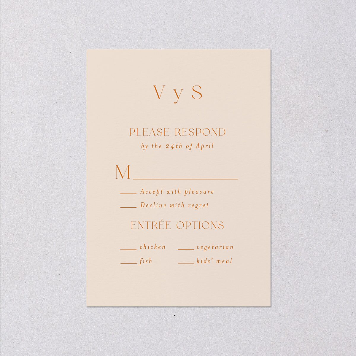 Hacienda Elegante Wedding Response Cards Gold Cinnamon Signature Standard
