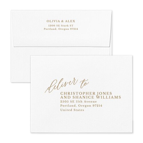 At Last Thank You Card Envelopes White Linen Both Recipient and Return Addresses Signature Standard