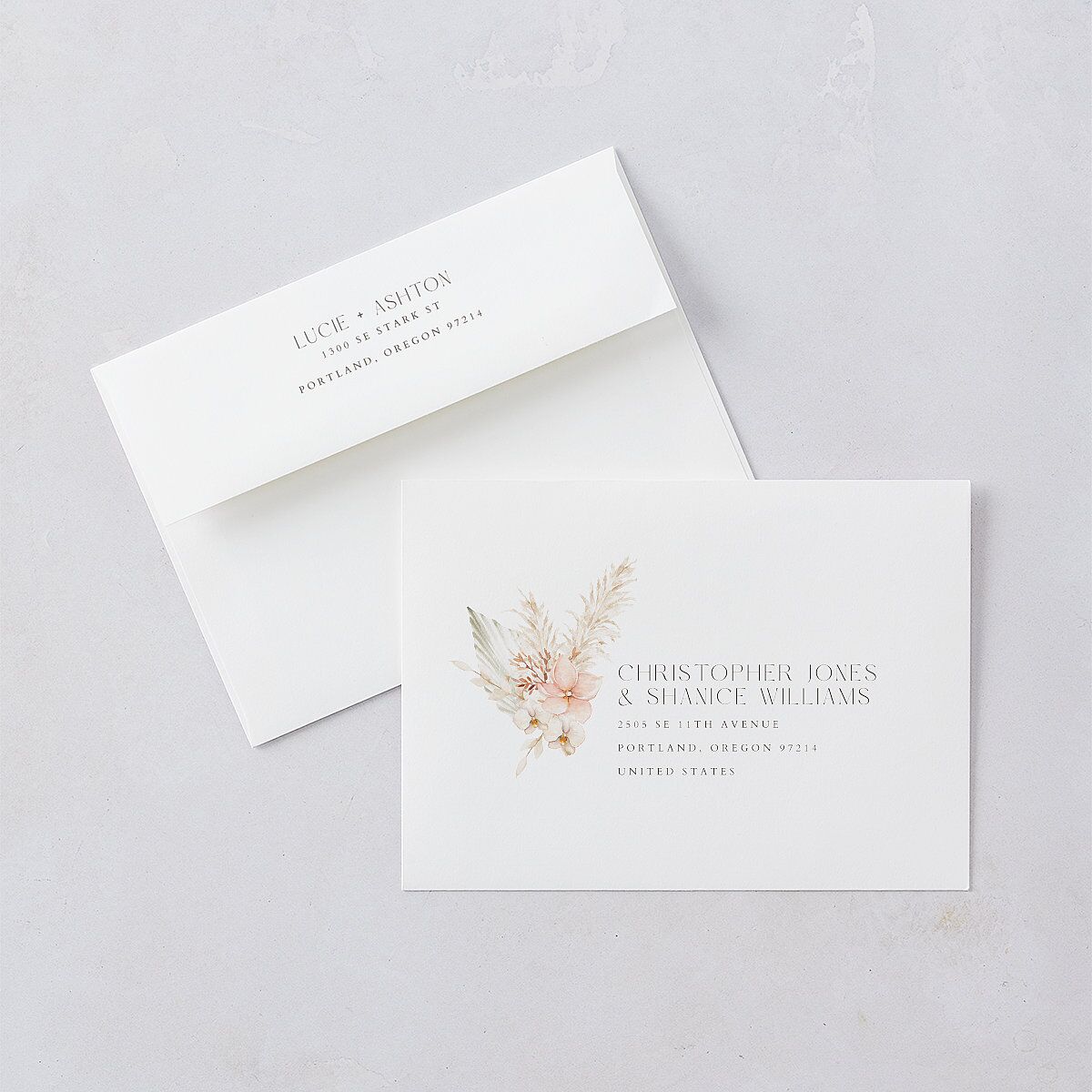 Pampas Floral Bridal Shower Invitations Snow Signature Blank Standard