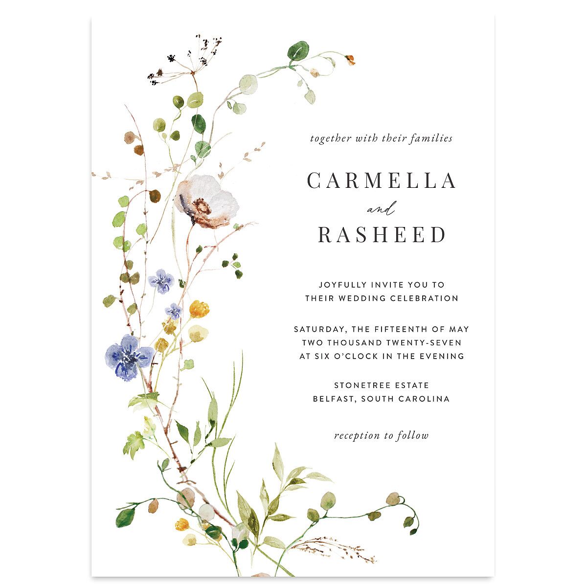 Delicate Wildflower Wedding Invitations