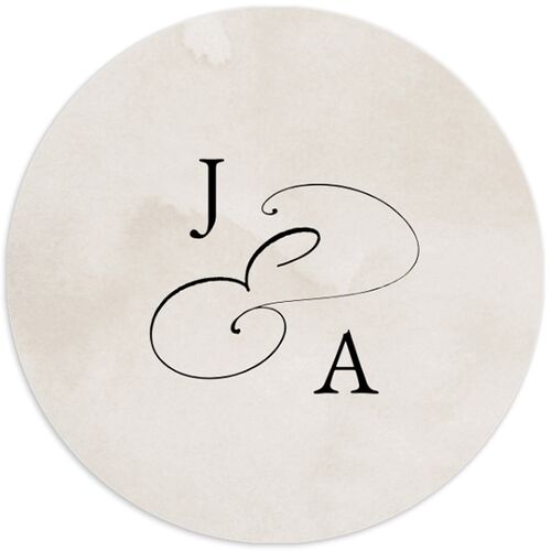 Romantic Roses Wedding Stickers Off-White Circle