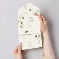 Rustic Butterflies All-in-One Wedding Invitations Scottish Green Signature Light Both Recipient and Return Addresses No