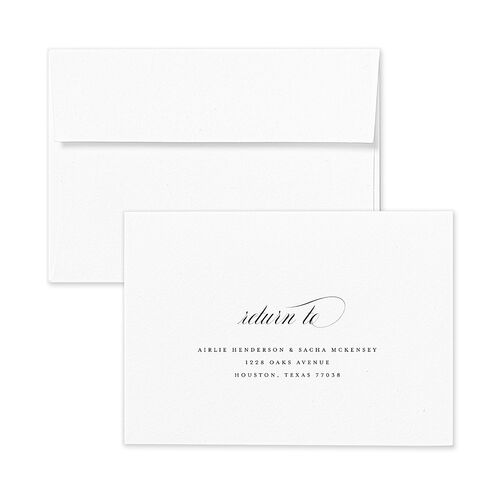 Classic Black Tie Wedding Response Card Standard Envelopes White Standard Pure White Return Address Signature