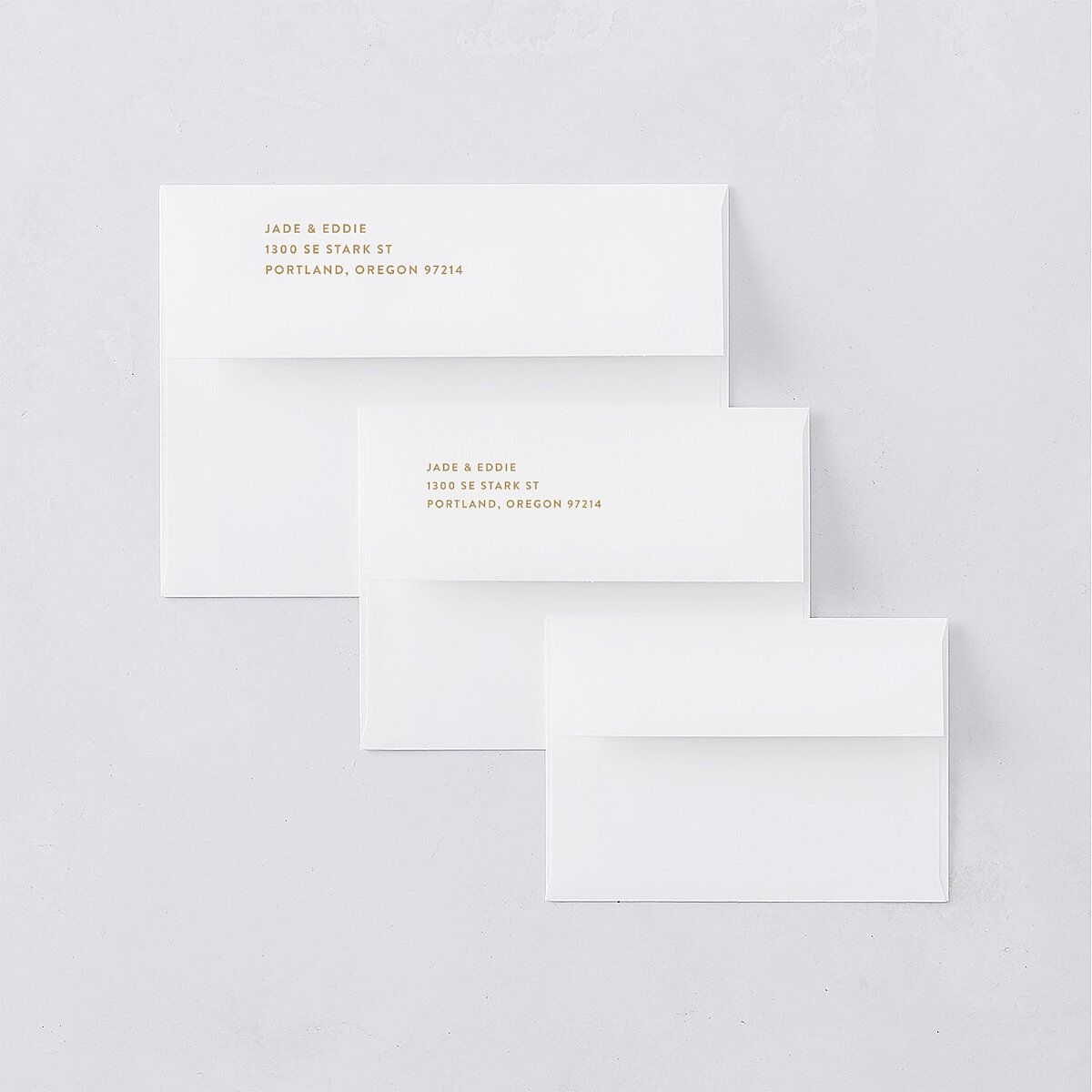 Music Lovers Rehearsal Dinner Invitation Envelopes White Tan Both Recipient and Return Addresses Signature Standard