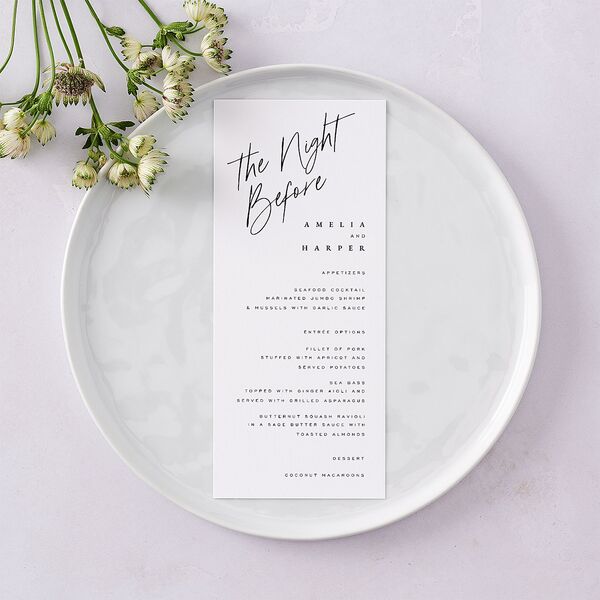 The Night Before You Are Mine Photo Menus Pure White Signature