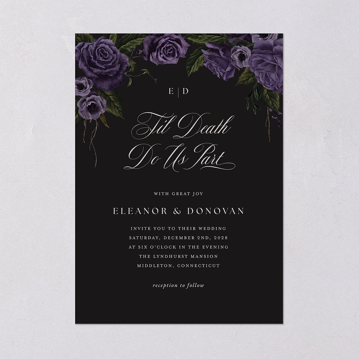 Dark Gothic Roses Wedding Invitations Regency Signature Blank No Standard