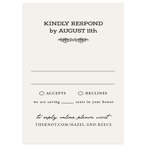 Elegant Western Monogram Wedding Response Cards Licorice Signature Standard