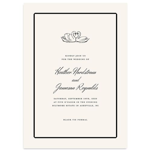 Elegant Swans Wedding Invitations Ivory Signature Blank No Standard