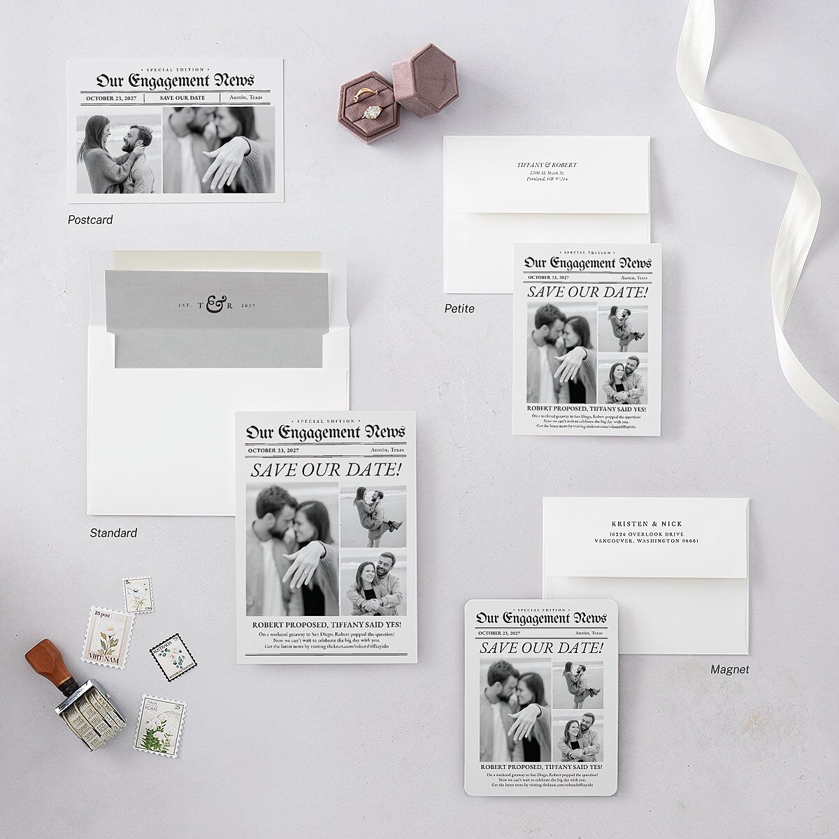 Newspaper Save the Date Cards — view 7