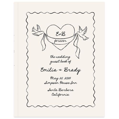 Vintage Lovebird Banner Guest Books Linen