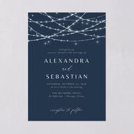 Elegant Lights Wedding Invitations Moody Blue Signature Blank No Standard