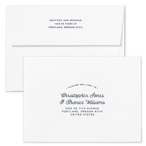 Vintage Mountain Save The Date Card Envelopes White Dusty Blue Both Recipient and Return Addresses Signature Standard