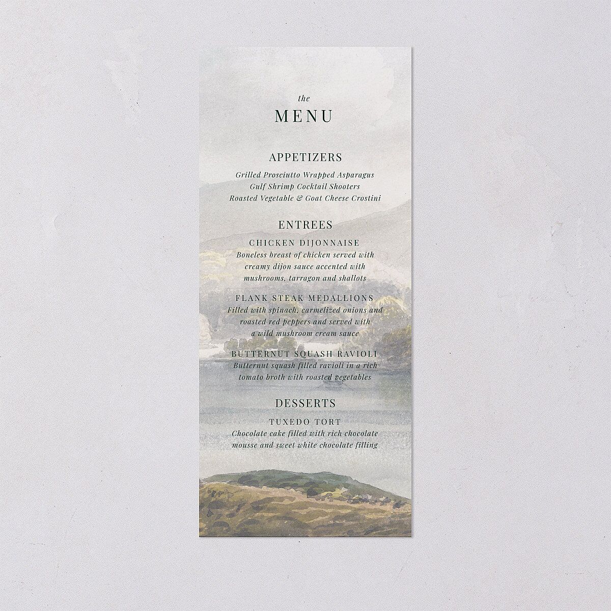 Vintage Landscape Menus Dark Green Signature