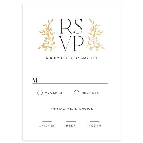 Ampersand Greenery Foil Wedding Response Cards Gold Midnight Signature Standard