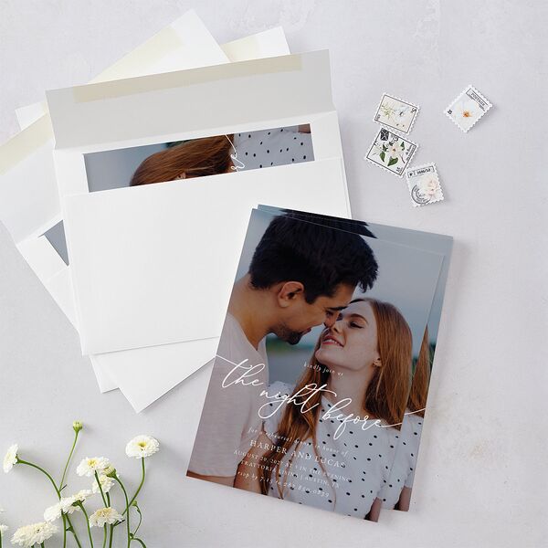 Gilded Photo Rehearsal Dinner Invitations Midnight Navy Signature Blank