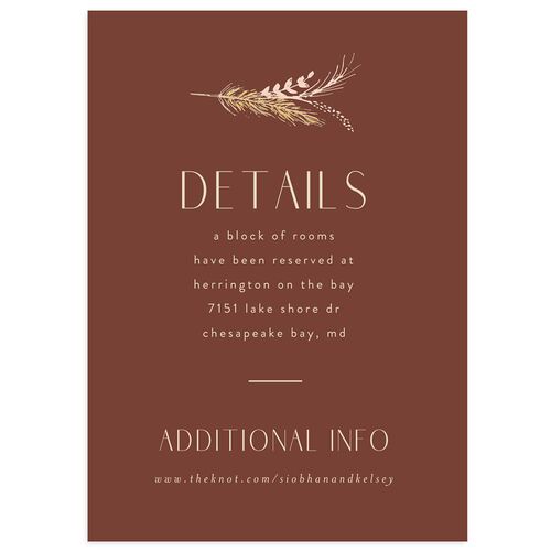 Regal Pampas Wedding Event Detail Cards Gold Chestnut Signature Standard