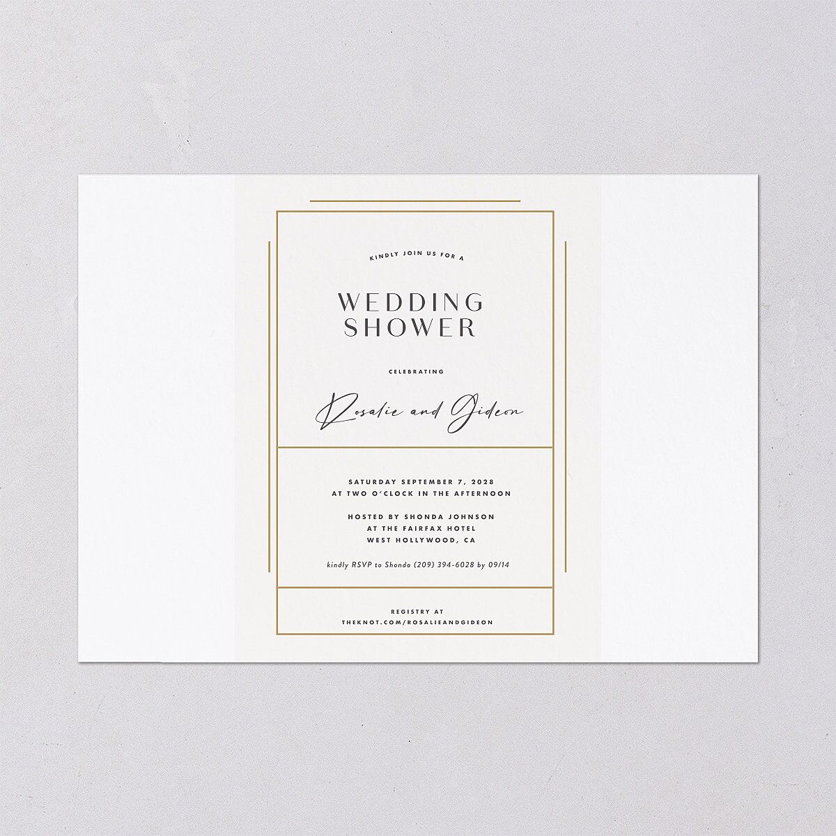 Refined Frame Bridal Shower Invitations Snow Signature Blank