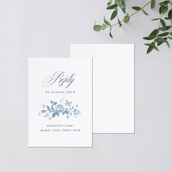 Elegant Rose Crest QR Code RSVP Cards Sapphire Signature Standard