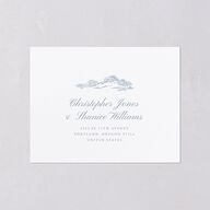 Dusty Blue Regency Toile All-in-One Wedding Invitations Dusty Blue Signature Light Both Recipient and Return Addresses No