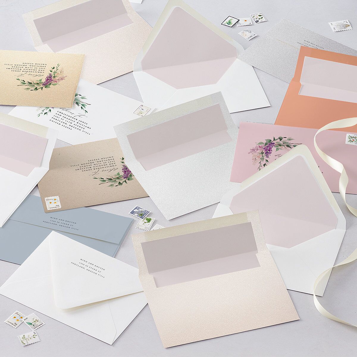 Romantic Wisteria Save The Date Cards Purple Petal Signature smooth Blank No Standard