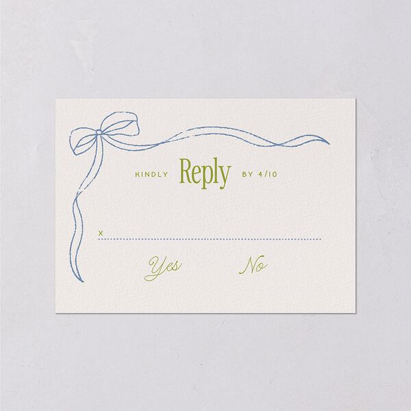 Modern Delicate Bows Wedding Response Cards Peridot Signature Standard
