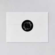Monogram Leaves Wedding Stickers Charcoal Circle