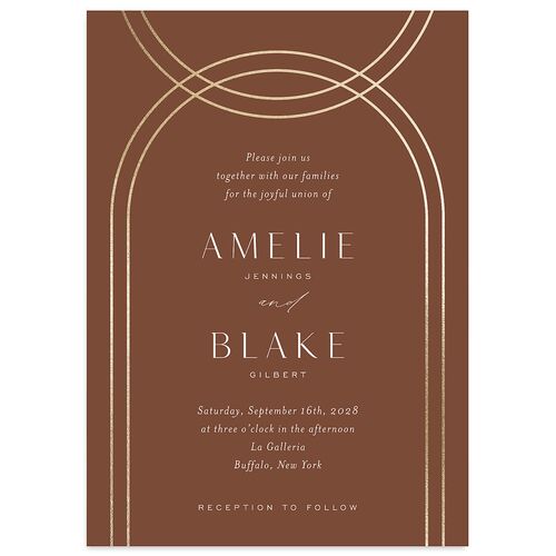Foil Arch Wedding Invitations Gold Chestnut Signature Blank No Standard